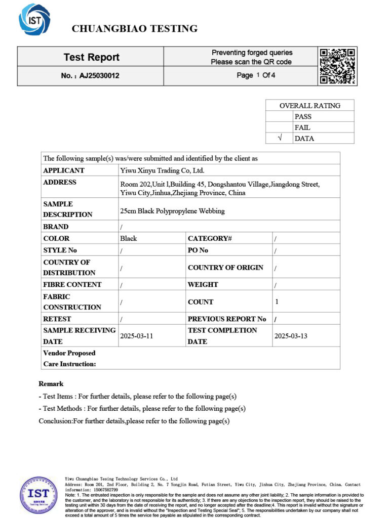 Polypropylene-Webbing-test-report